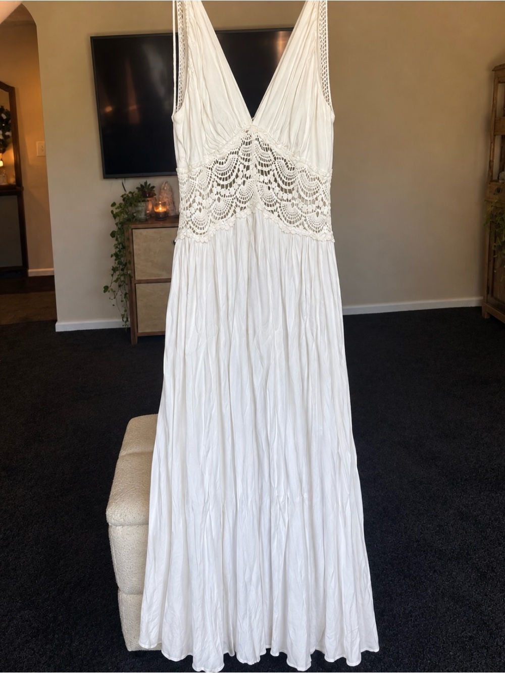 Fashion Nova White Crochet Maxi Dress